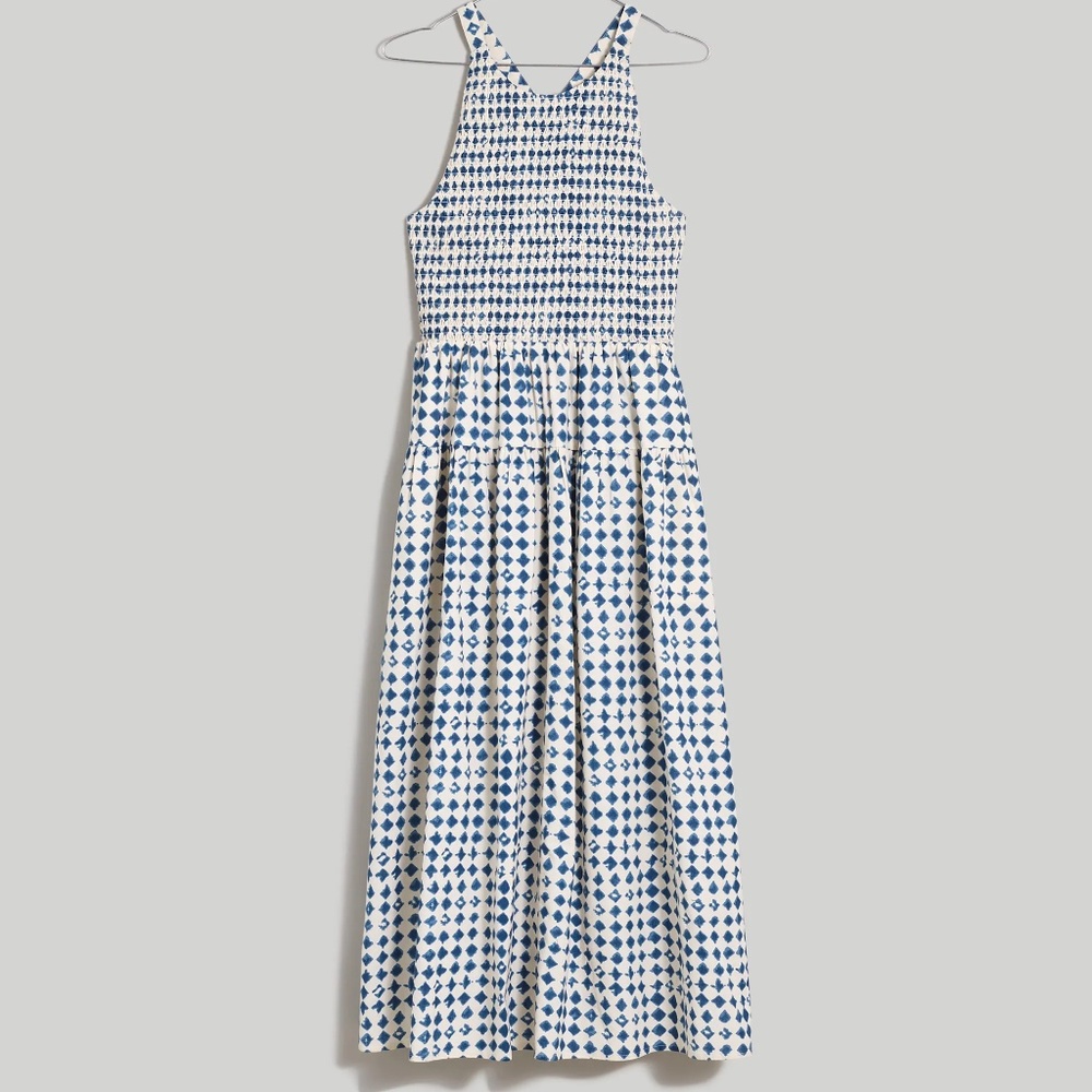 NEW Halter Tiered Midi Dress in Shibori Print - size XS